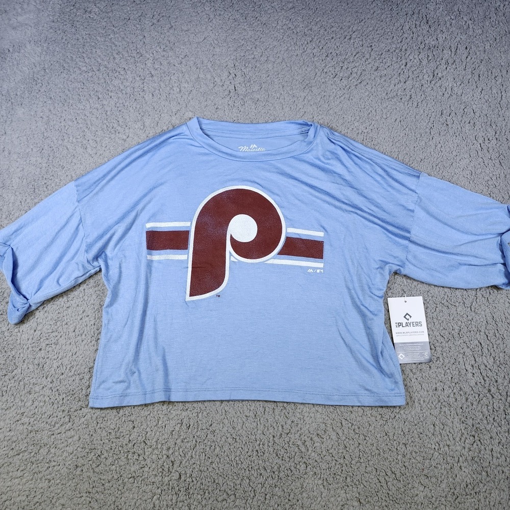 Philadelphia Phillies Realmuto #10 Womens Crop Top Shirt Majestic Threads Small